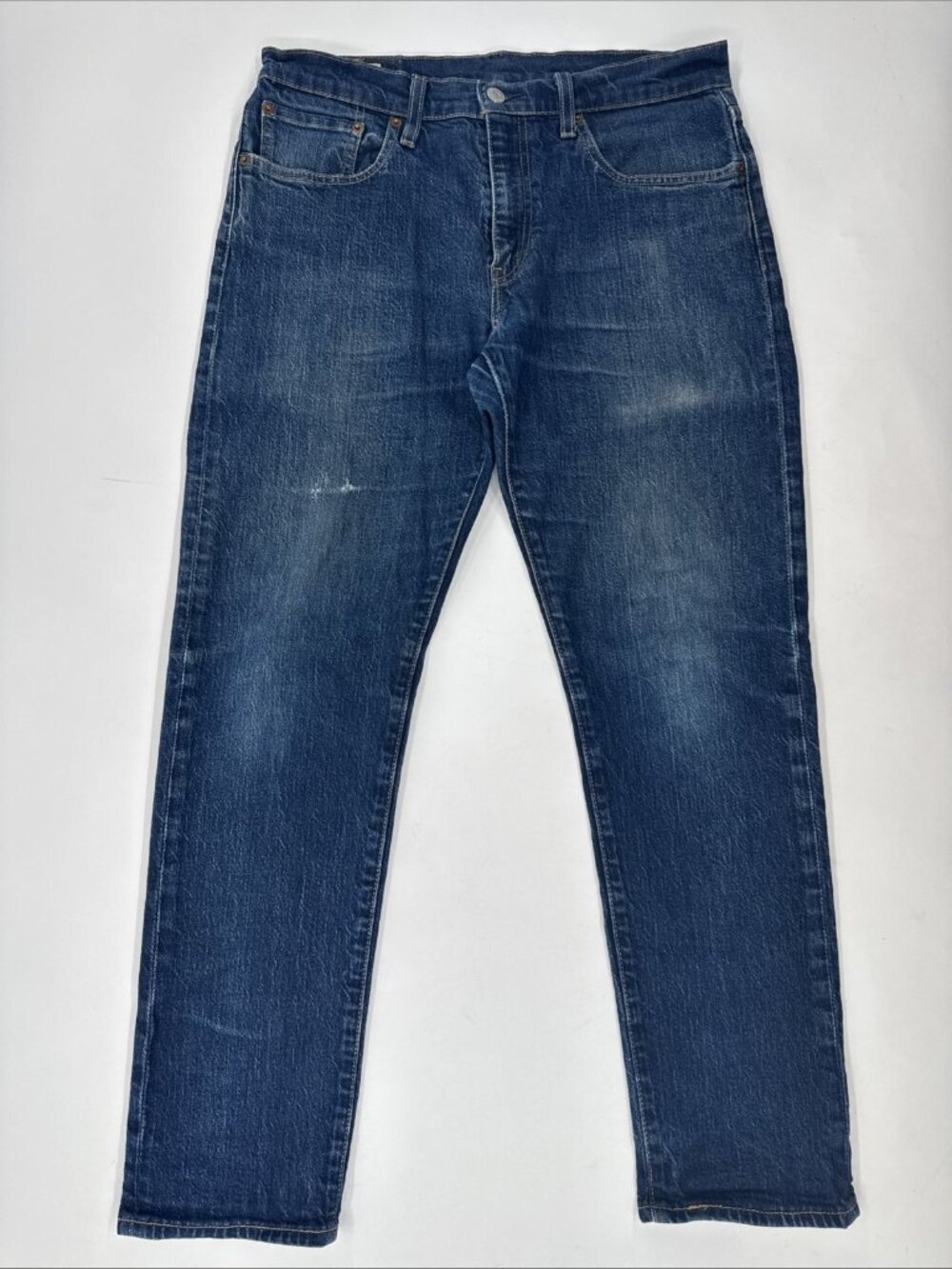 Levis 502 Jeans Mens Actual 31x29 Blue Denim Tapered Premium Stretch Big E Retro